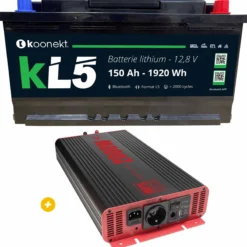 Batterie Lithium compacte 150 Ah + Convertisseur Pur-Sinus 2000W