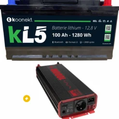 Batterie Lithium compacte 100 Ah + Convertisseur Pur-Sinus 1000W