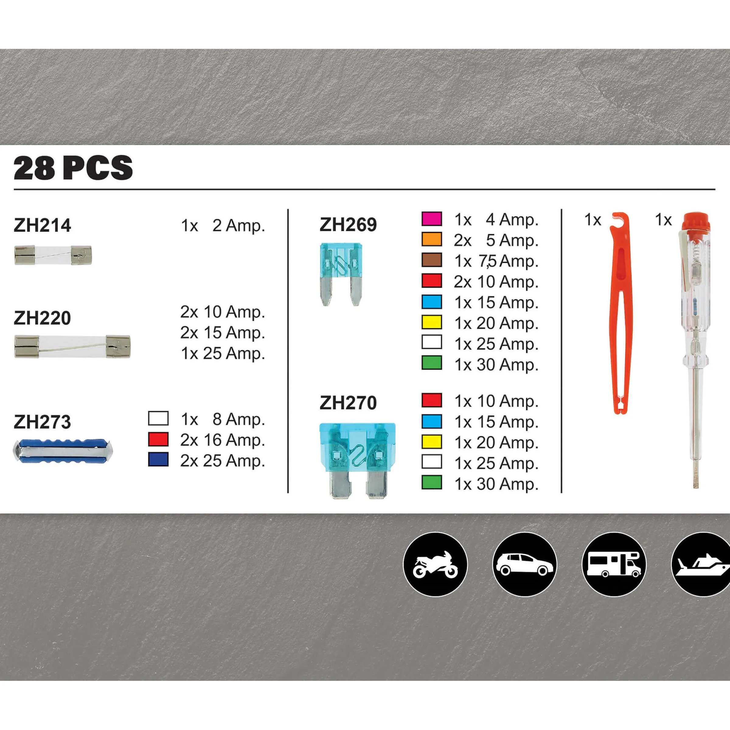 Boîte de fusibles 2A à 75A Accessoires 28 pièces