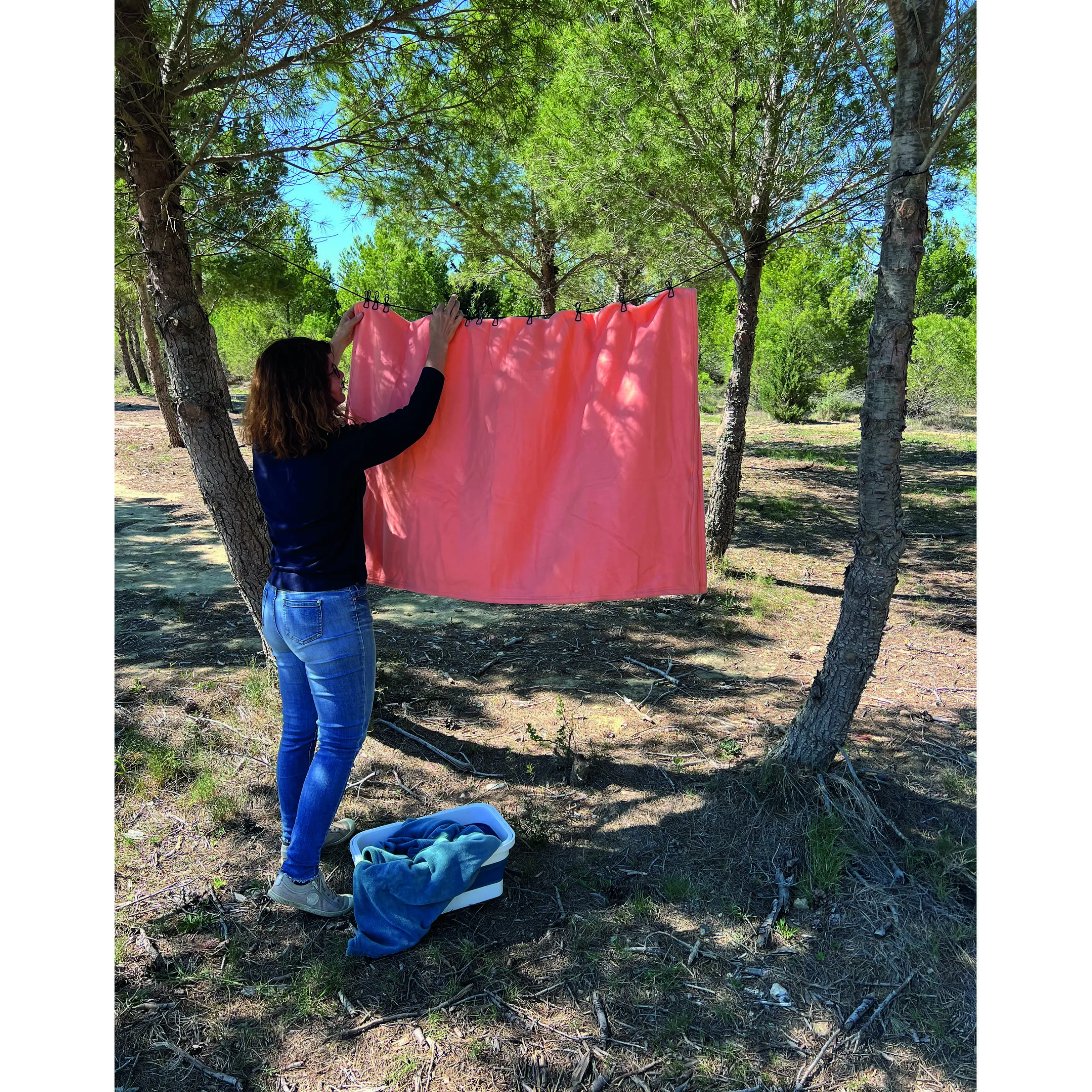 Corde à linge avec 12 pinces