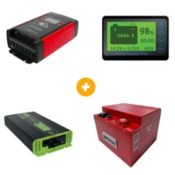 DC-DC MBB1040 + AFFICHEUR UNIVERSEL + CONVERTISSEUR PSIN 12V 2000W + BAT COMPACT ENERg-E 100
