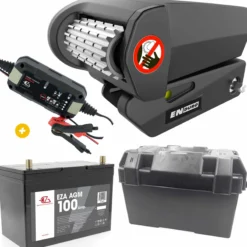 Déplace caravane EM313 + Batterie auxiliaire AGM 100Ah+ Chargeur smart Lithium 3.5A + Bac à batterie GM noir