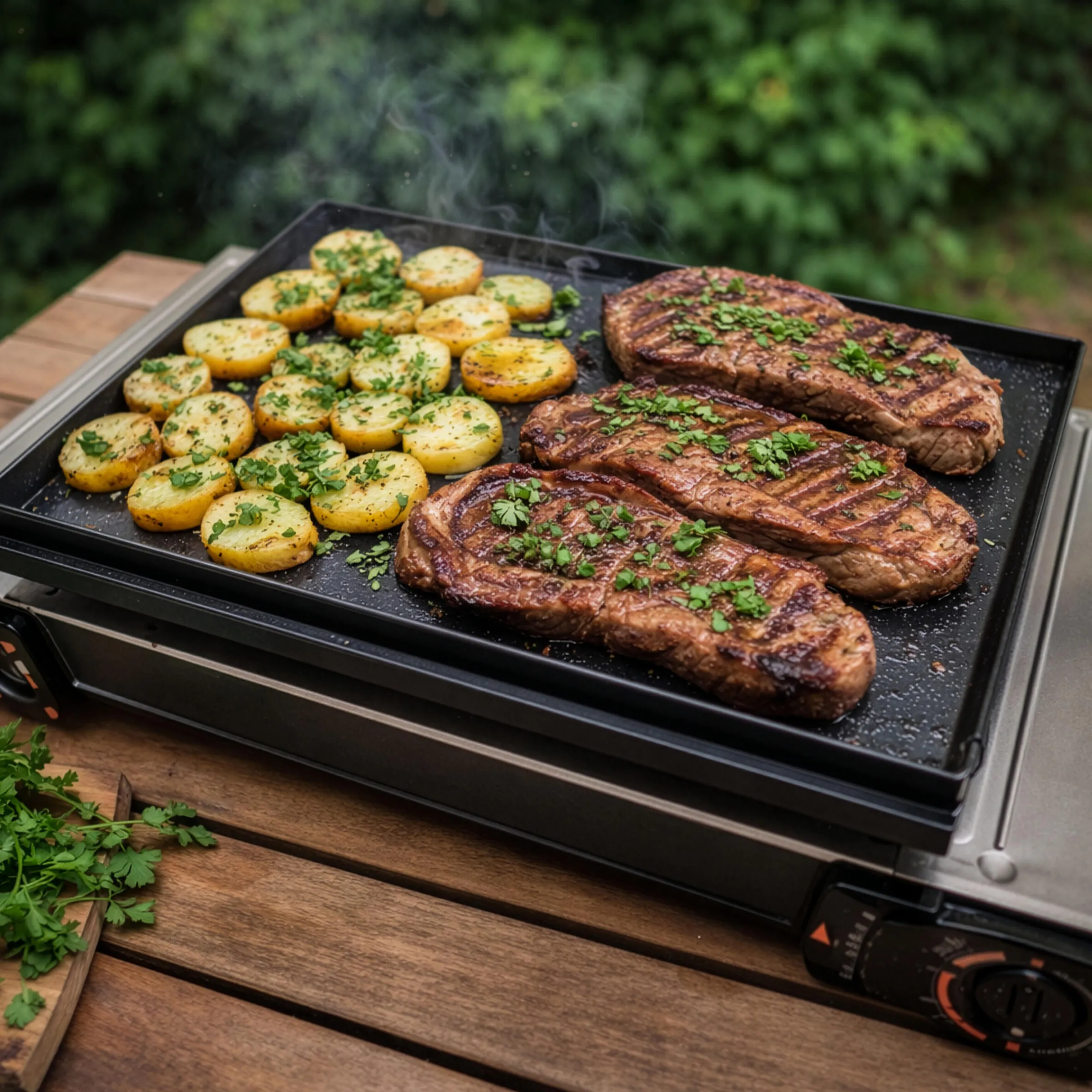 Duo plancha grill pour réchaud à gaz