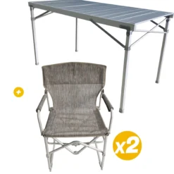 2 Fauteuils director pliant Tiny +Table Flex Alu 4 personnes
