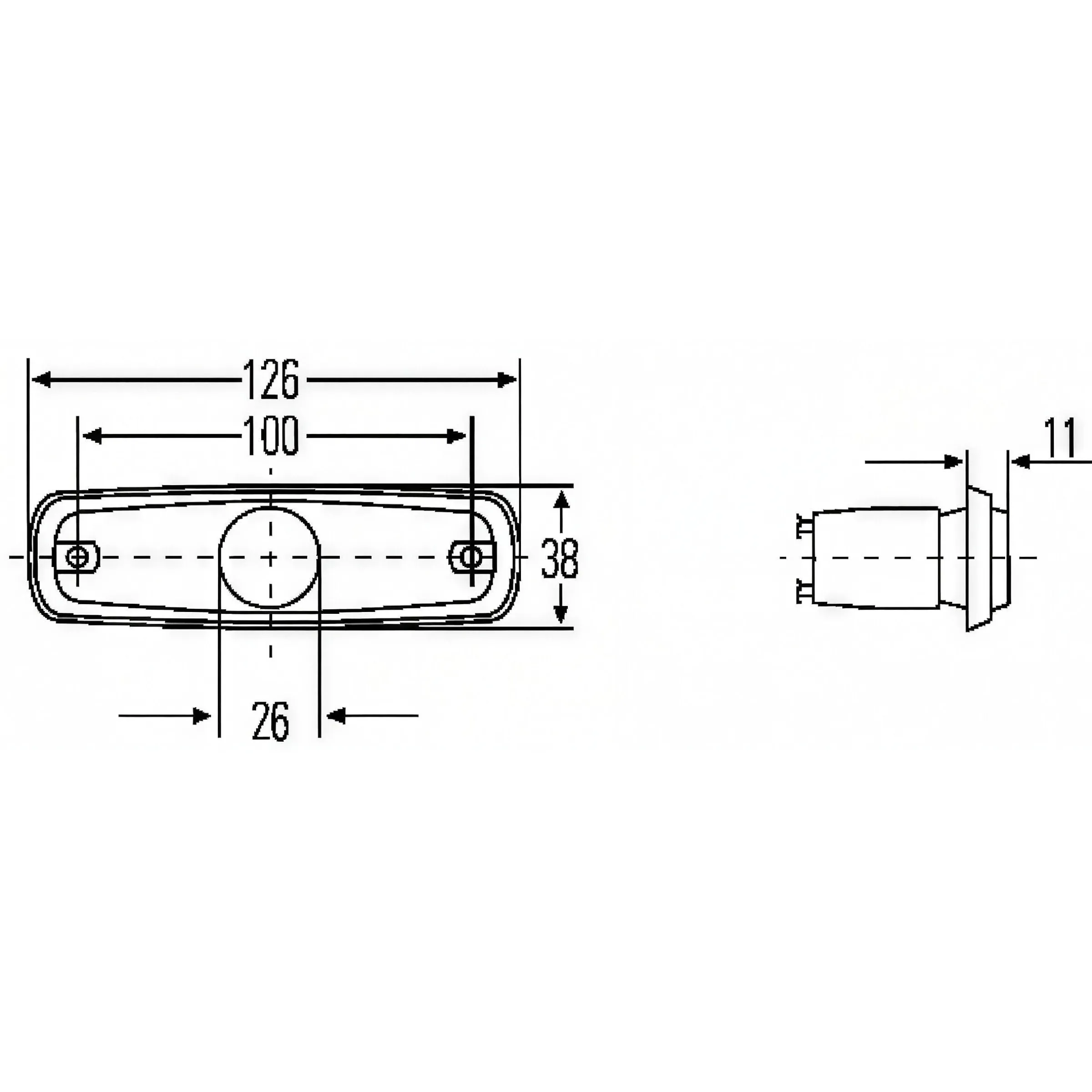 Feu de position 126 x 38 mm