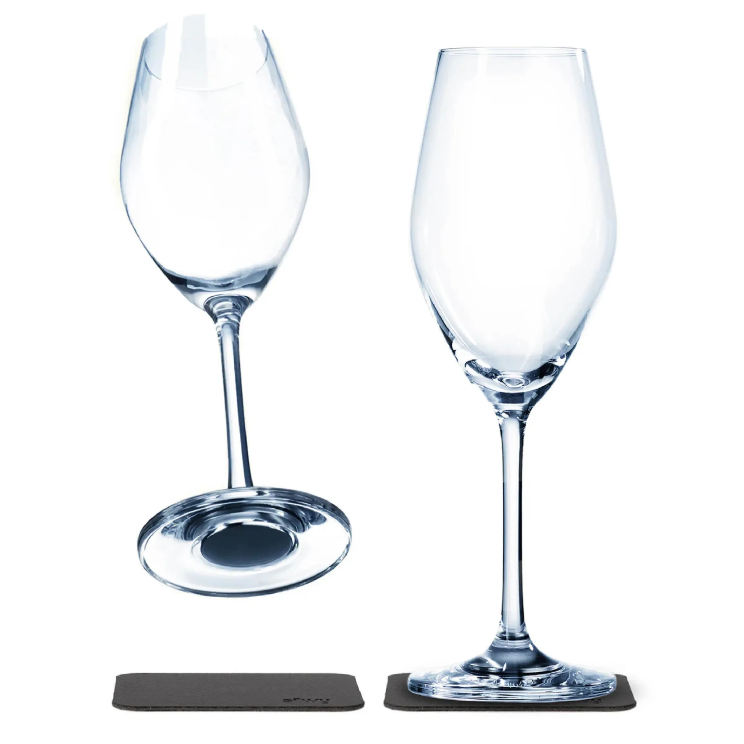 Lot de 2 verres à champagne en cristal aimantés