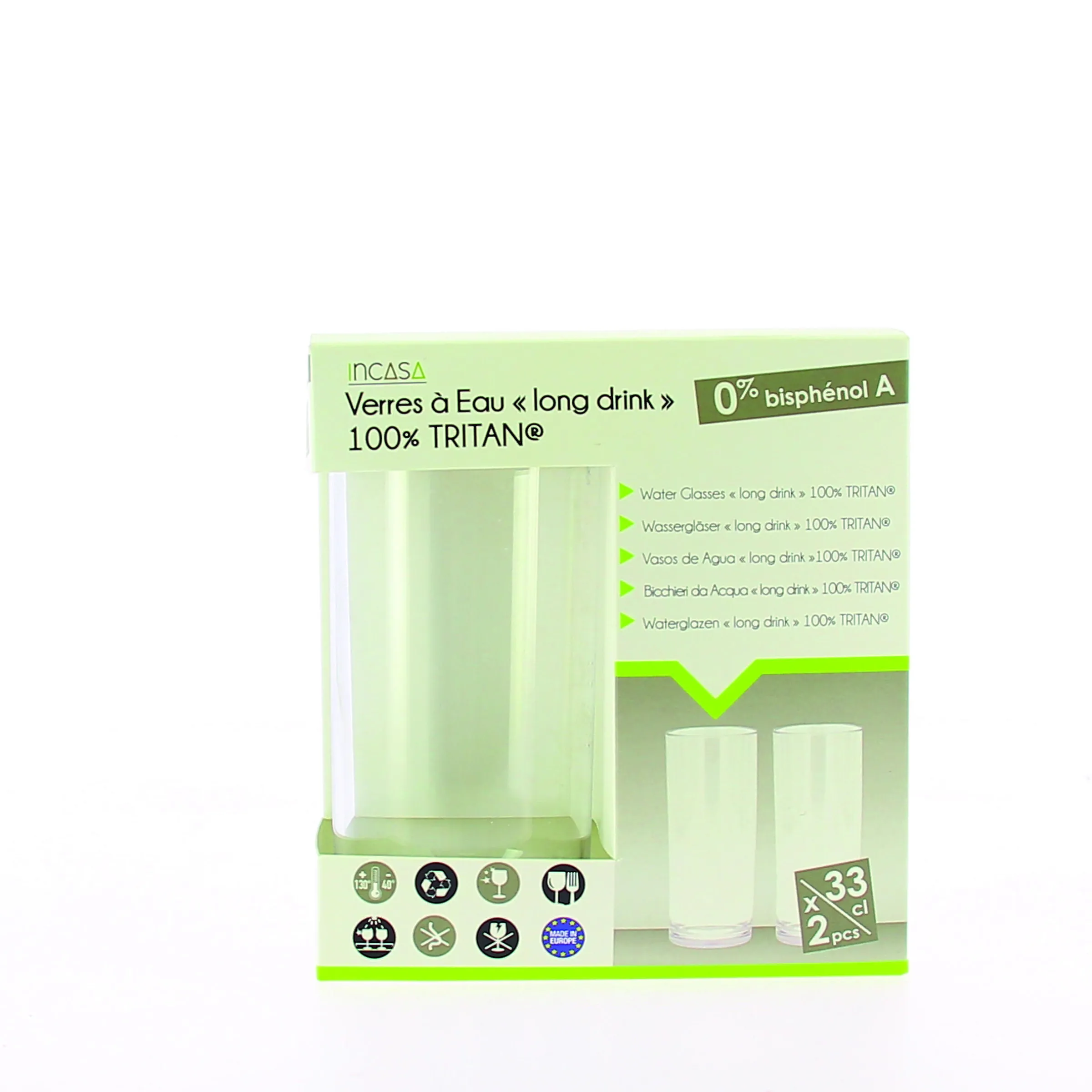 Lot de 2 verres à eau long drink en tritan