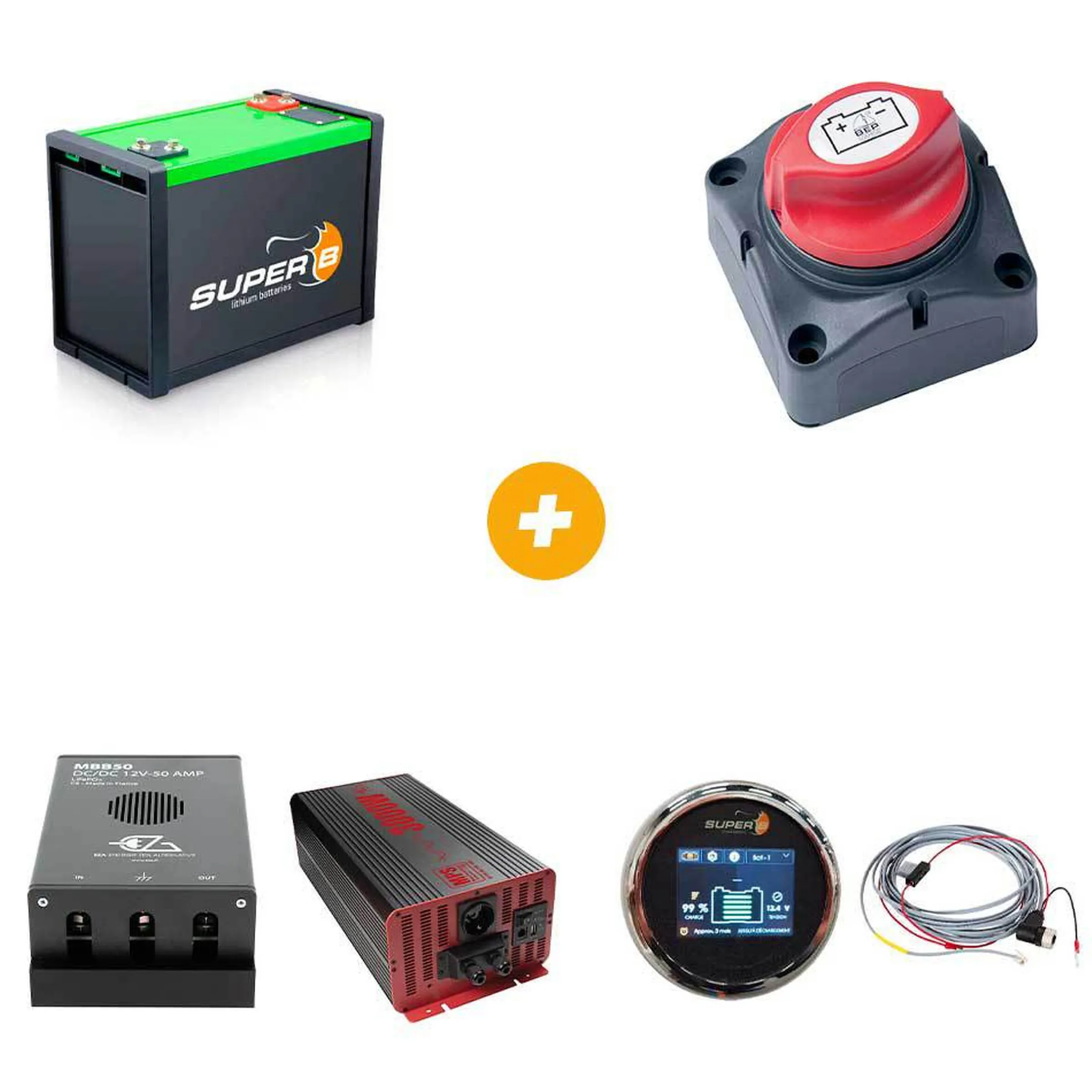 Pack Batterie - Coupe batterie - Booster de charge - Convertisseur - Afficheur