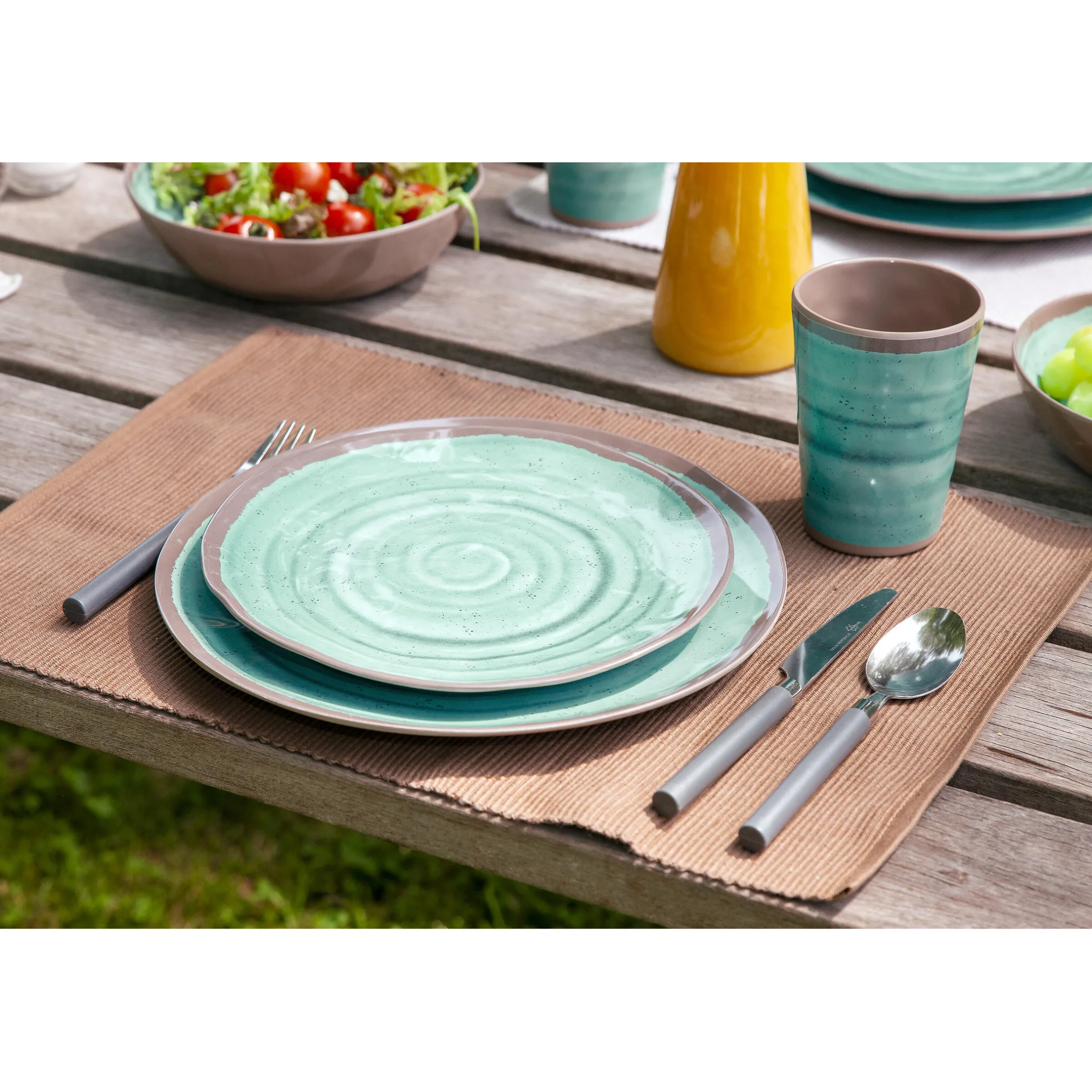 Pack de vaisselle en mélamineHalo Aqua en mélamine 12 Pièces