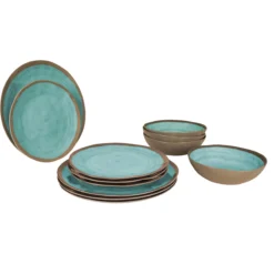 Pack de vaisselle en mélamineHalo Aqua en mélamine 12 Pièces