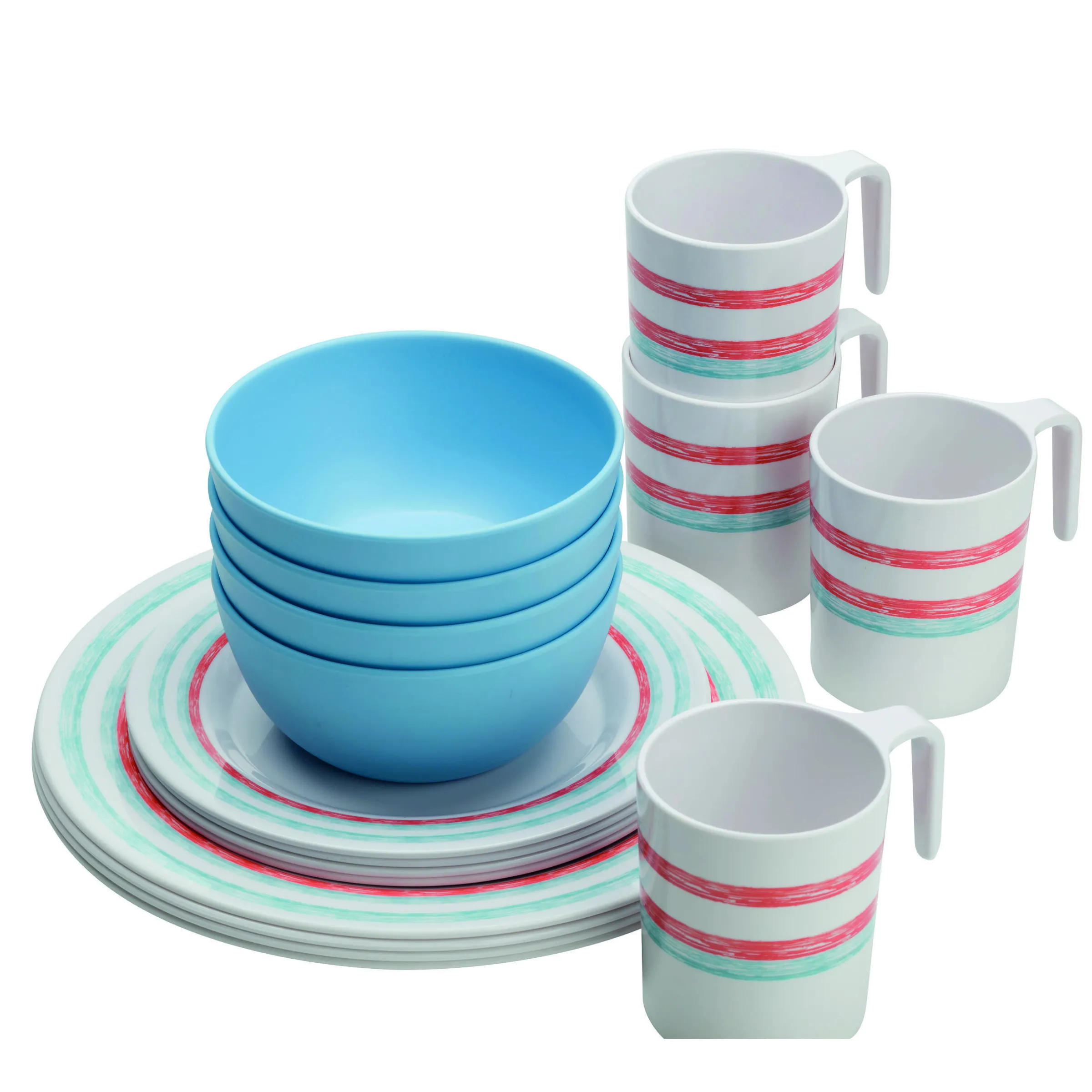 Pack de vaisselle en mélamine Just Stripes 16 pièces