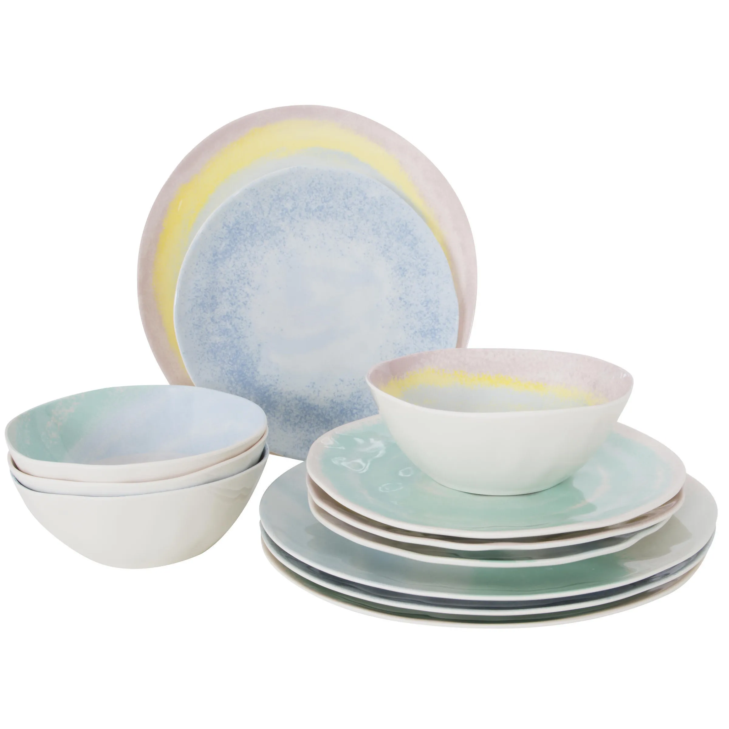 Packde vaisselle en mélamine Pastel Barfleur - 12 Pièces