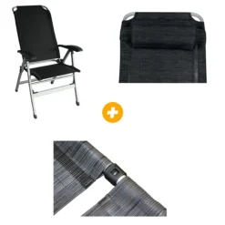 Pack Fauteuil Confort Maxi + Repose-tête + Repose-jambes noir