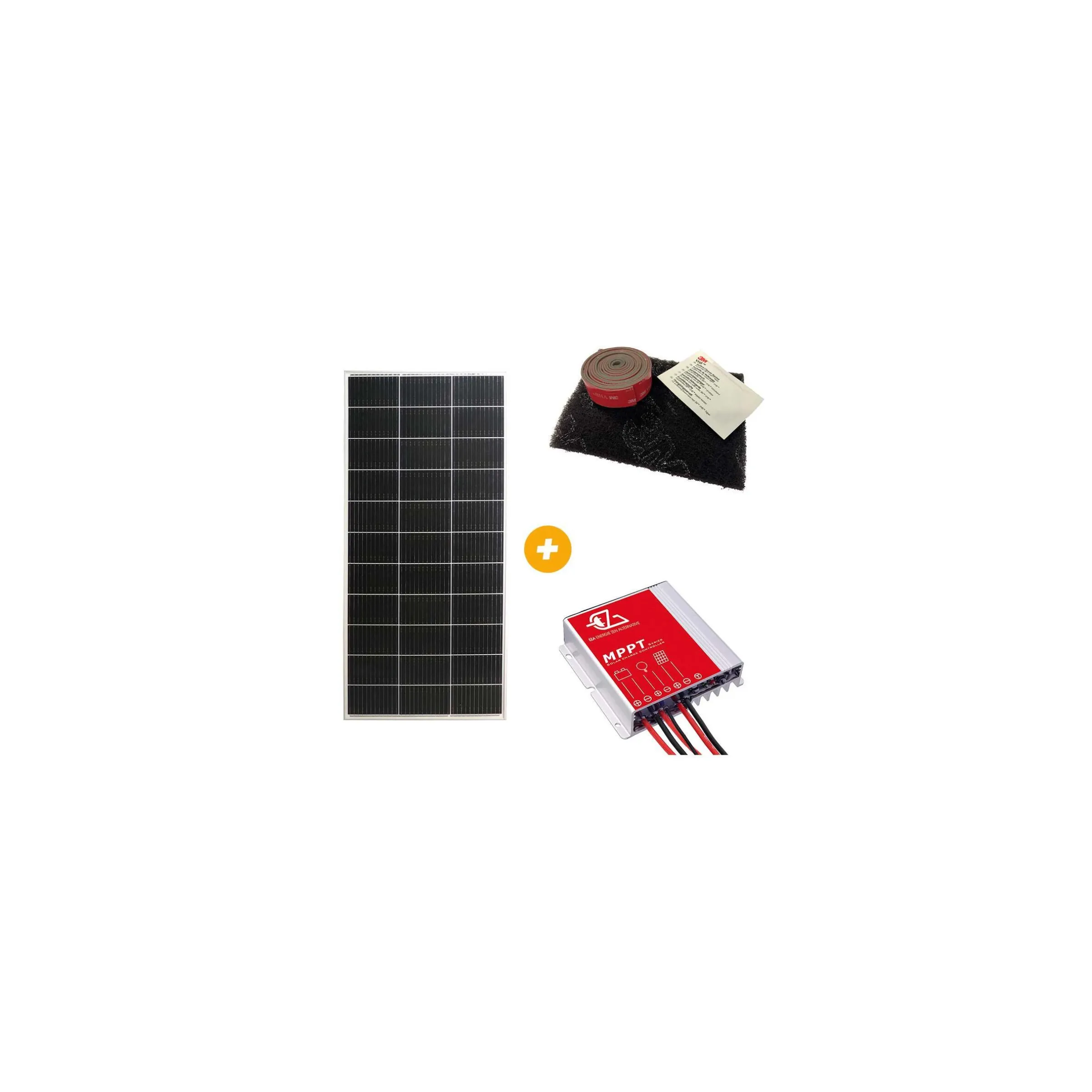 Pack solaire E-ssential Flat 200 W avec régulateur MPPT Bluetooth 20 A et kit adhésif 3M