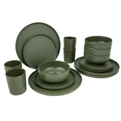 Pack vaisselle mélamine Patom 16 pièces vert