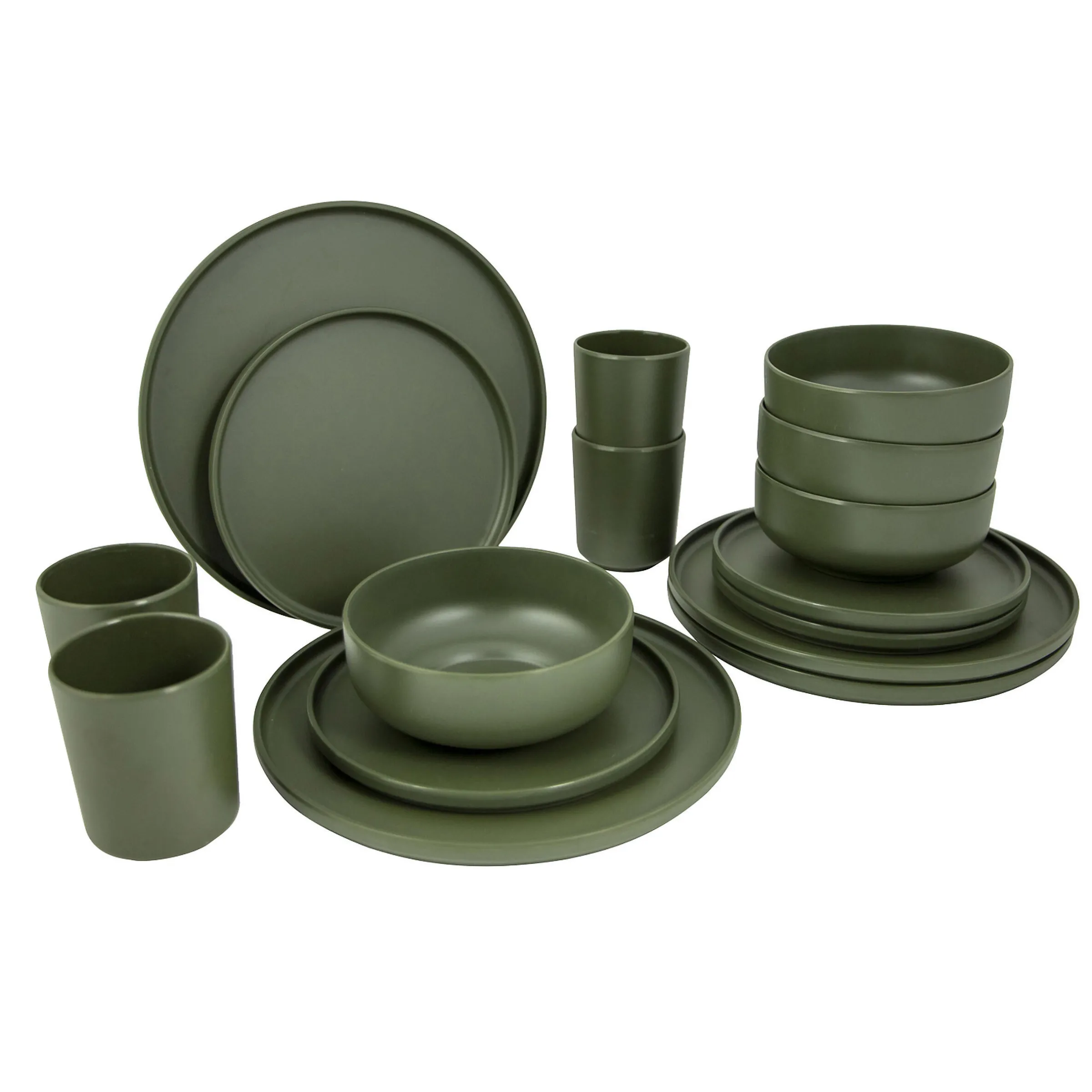 Pack vaisselle mélamine Patom 16 pièces vert