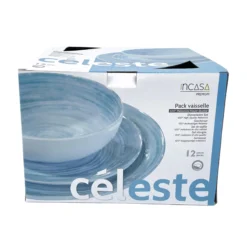 Pack vaisselle mélamine 12 pièces Céleste