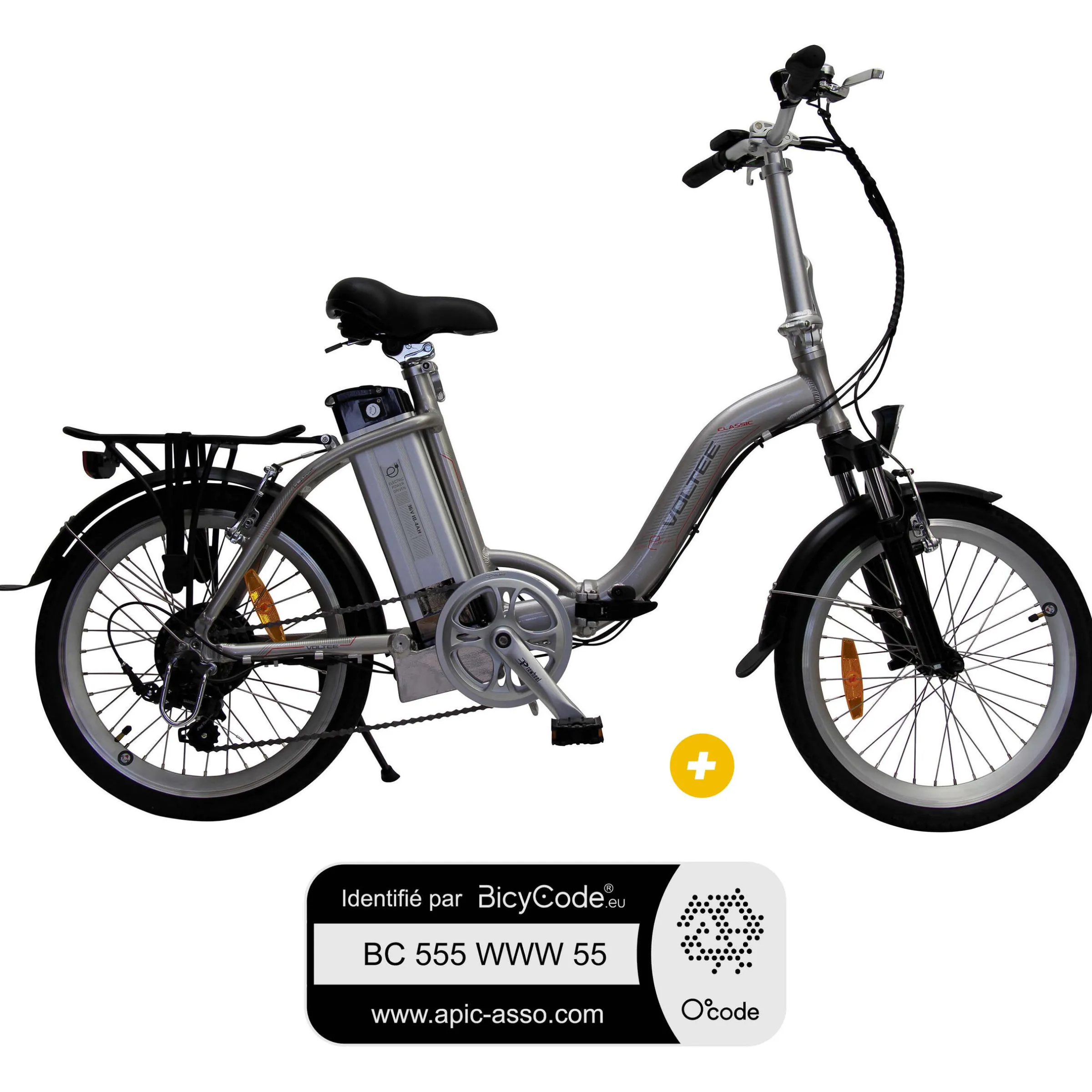 PackVélo à assistance électrique pliant Classic 20'' Gris + Marquage BicyCode