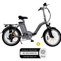 PackVélo à assistance électrique pliant Classic 20'' Gris + Marquage BicyCode