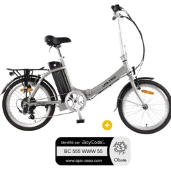 PackVélo à assistance électrique pliant 20" Gris Basic + Marquage BicyCode