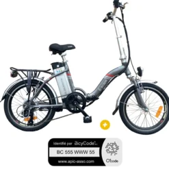 PackVélo à assistance électrique pliant 20 Pouces Gris Anthracite Classic + Marquage BicyCode