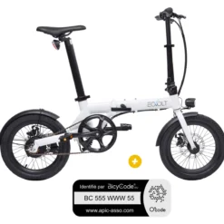 Pack Vélo à assistance électrique pliant 16'' City blanc + Marquage BicyCode