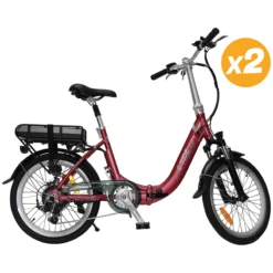 Pack 2 Vélos à assistance électrique pliants 20" Rouge Confort