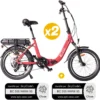 Pack 2 Vélos à assistance électrique Confort 20'' Rouge 10,4Ah + Marquage BicyCode