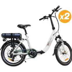 Pack 2 Vélos à assistance électrique pliants 20 Pouces Blanc Confort