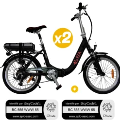 Pack 2 Vélos à assistance électrique Confort 20'' Noir 13Ah + Marquage BicyCode
