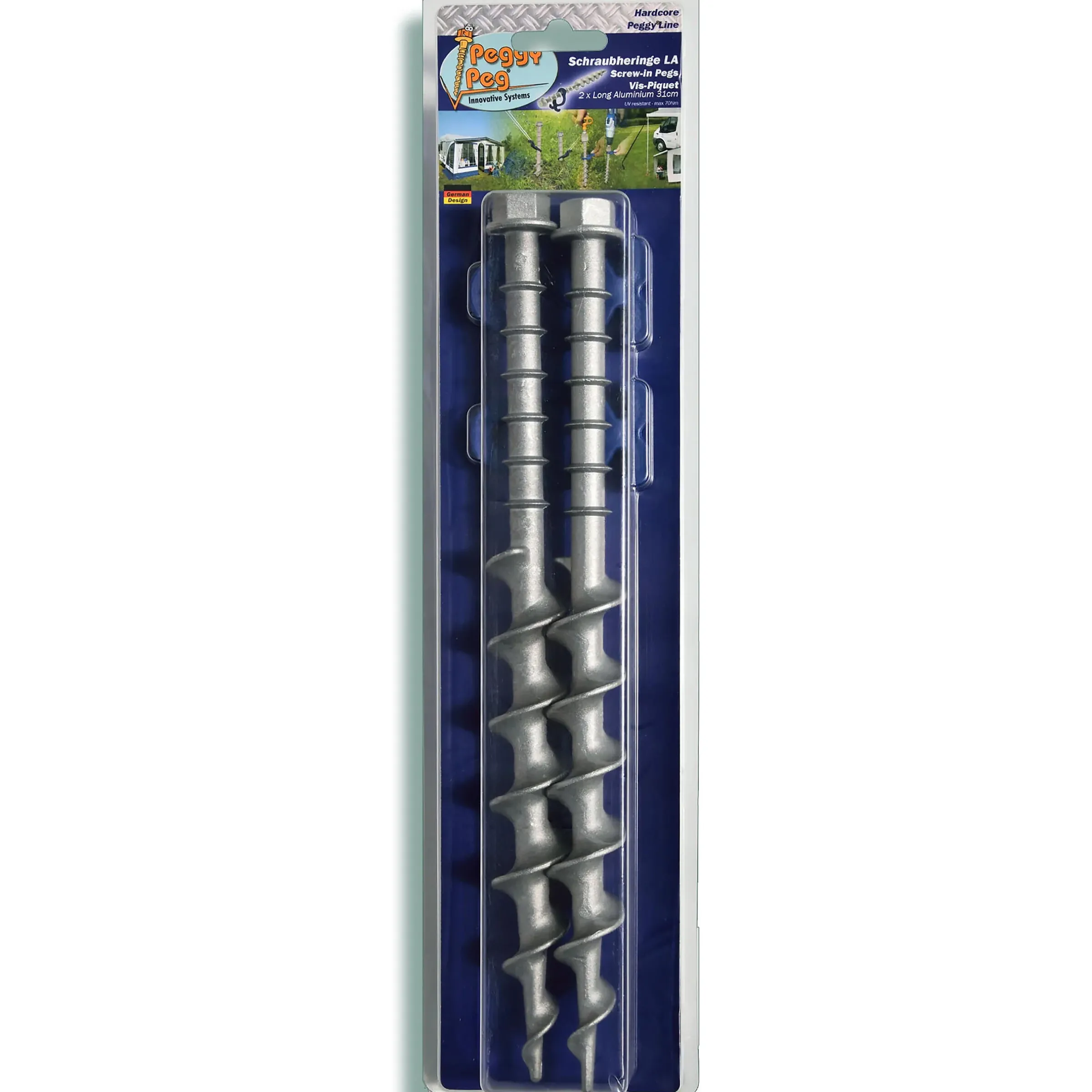 Piquet à visser Long Aluminium 31 cm - Lot de 2