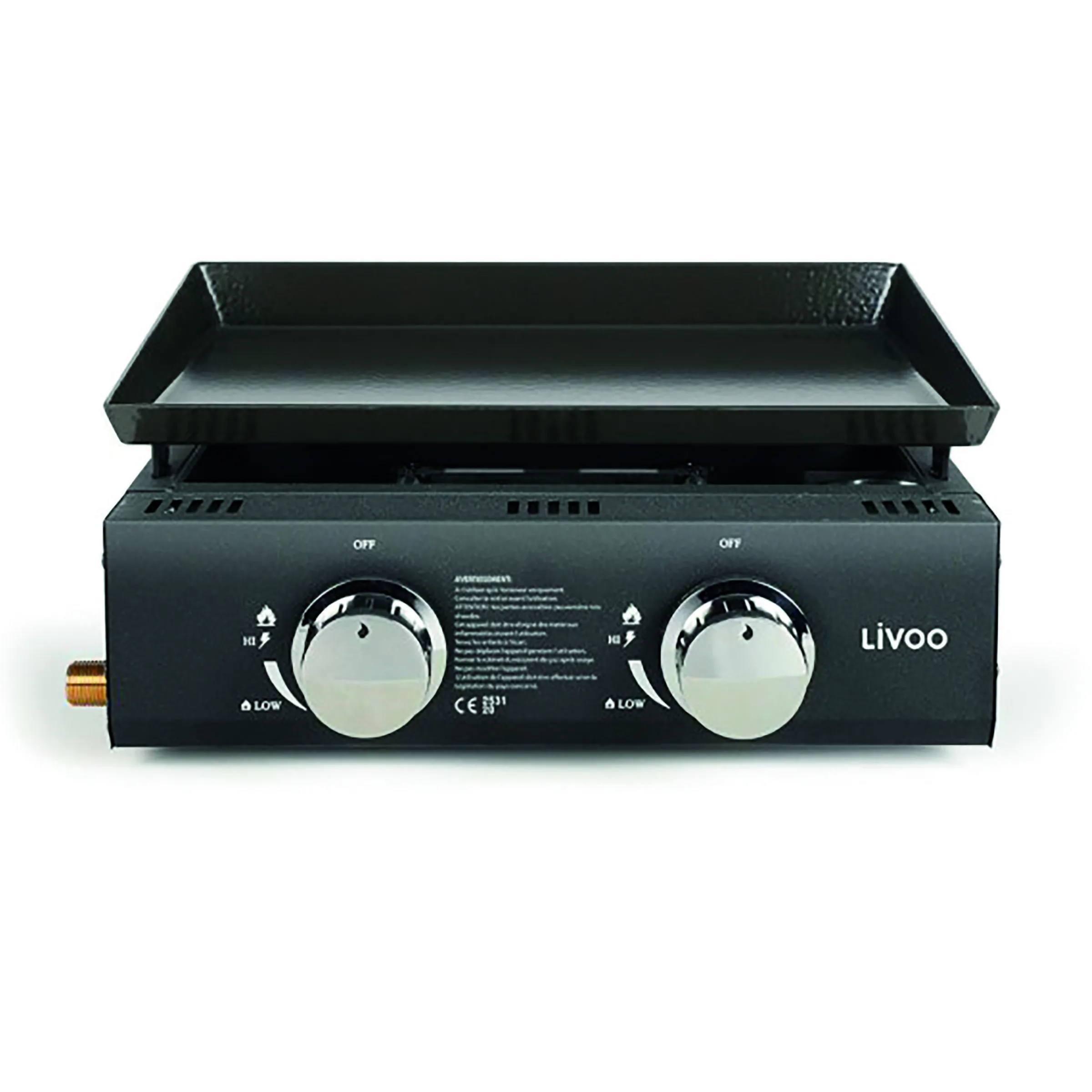 Plancha à gaz 2 brûleurs pour 4 à 6 personnes