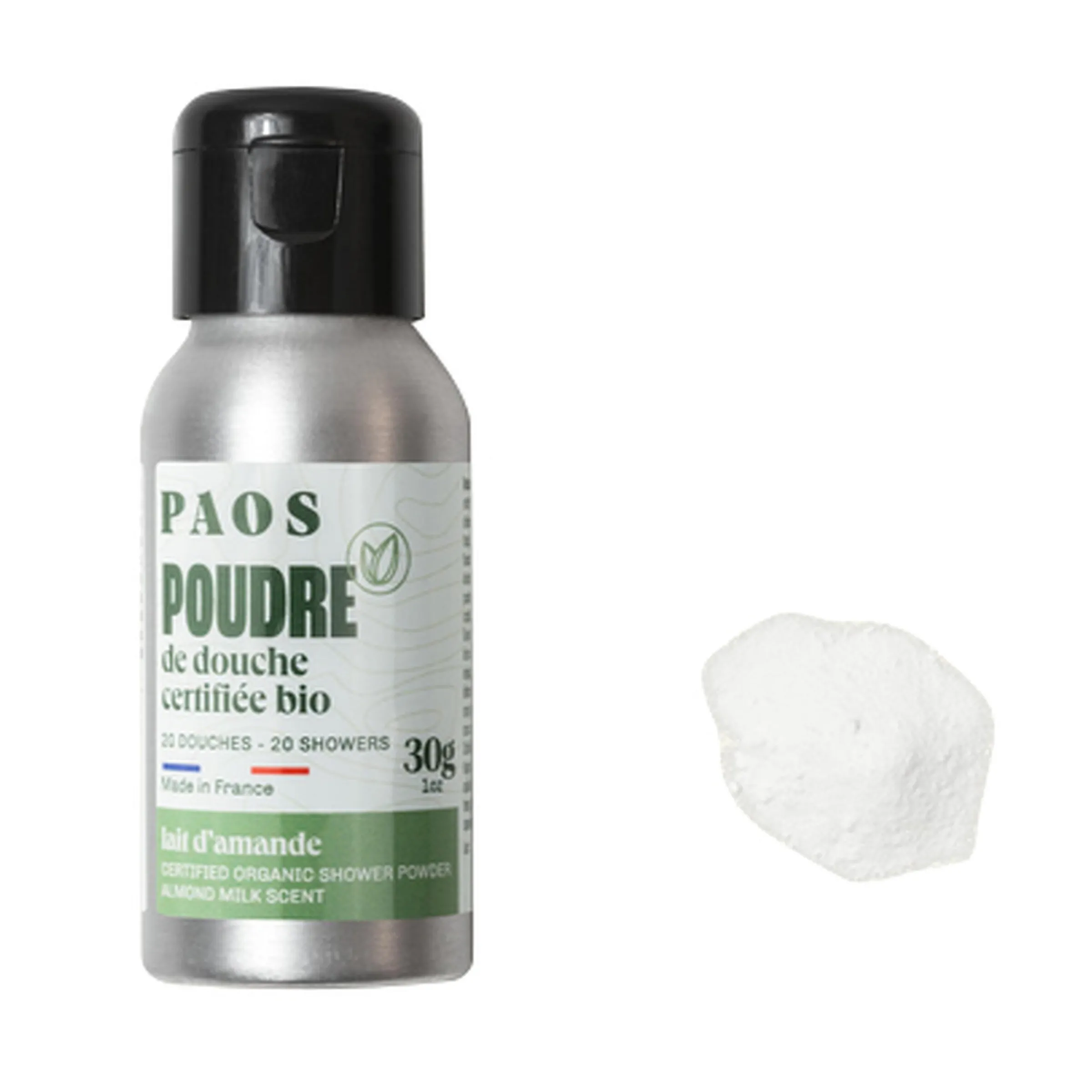 Poudre de douche BIO - Lait d’amande - Flacon alu de 30g