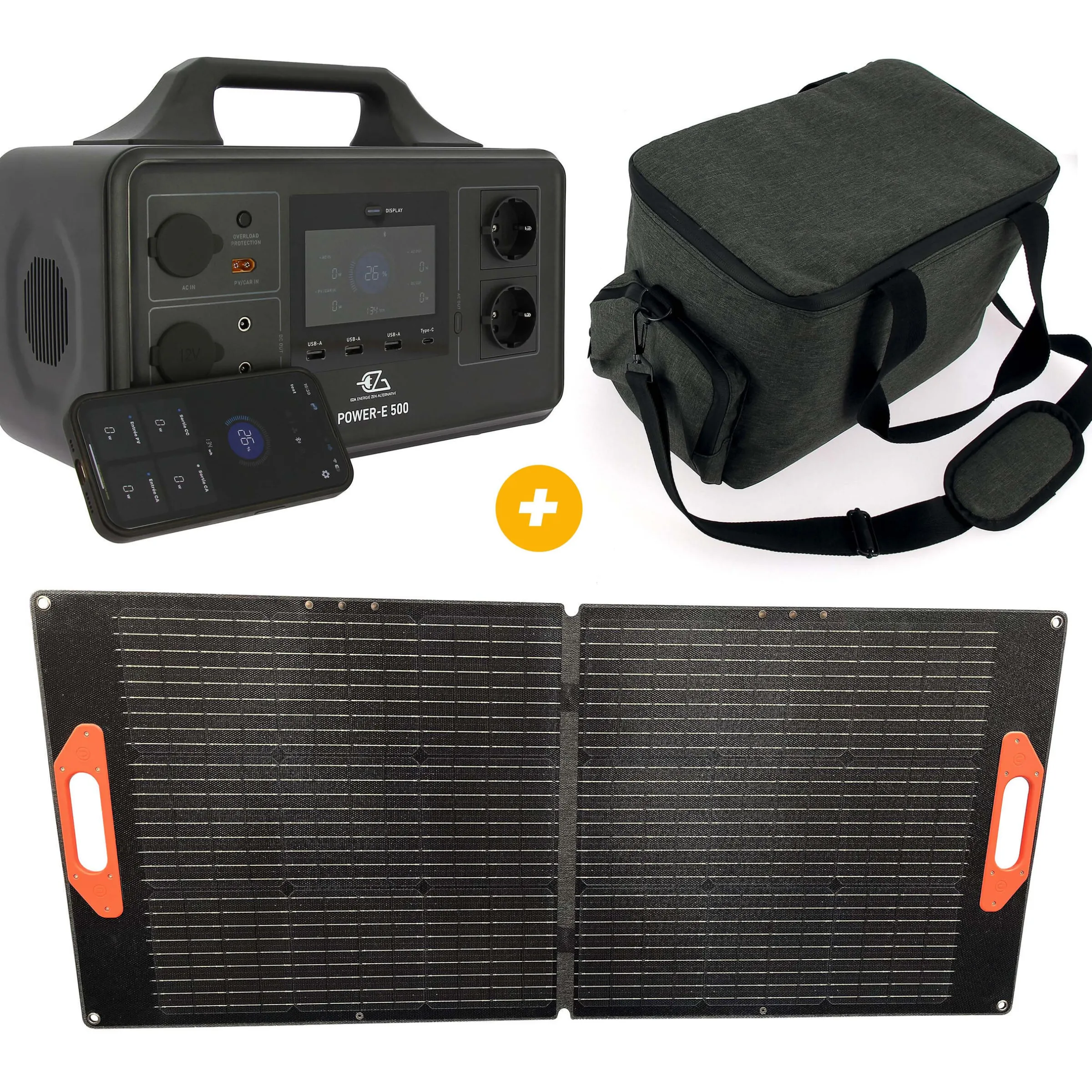 Power Station Power-E 500+ Panneau solaire + Sac de transport