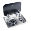 Réchaud à gaz encastrable avec couvercle en acier inoxydable 1 Feu 250 ×357