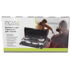 Réchaud à gaz 2 feux avec grill/toaster