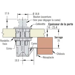 Serrure à fermeture par poussée 34 x 34 mm
