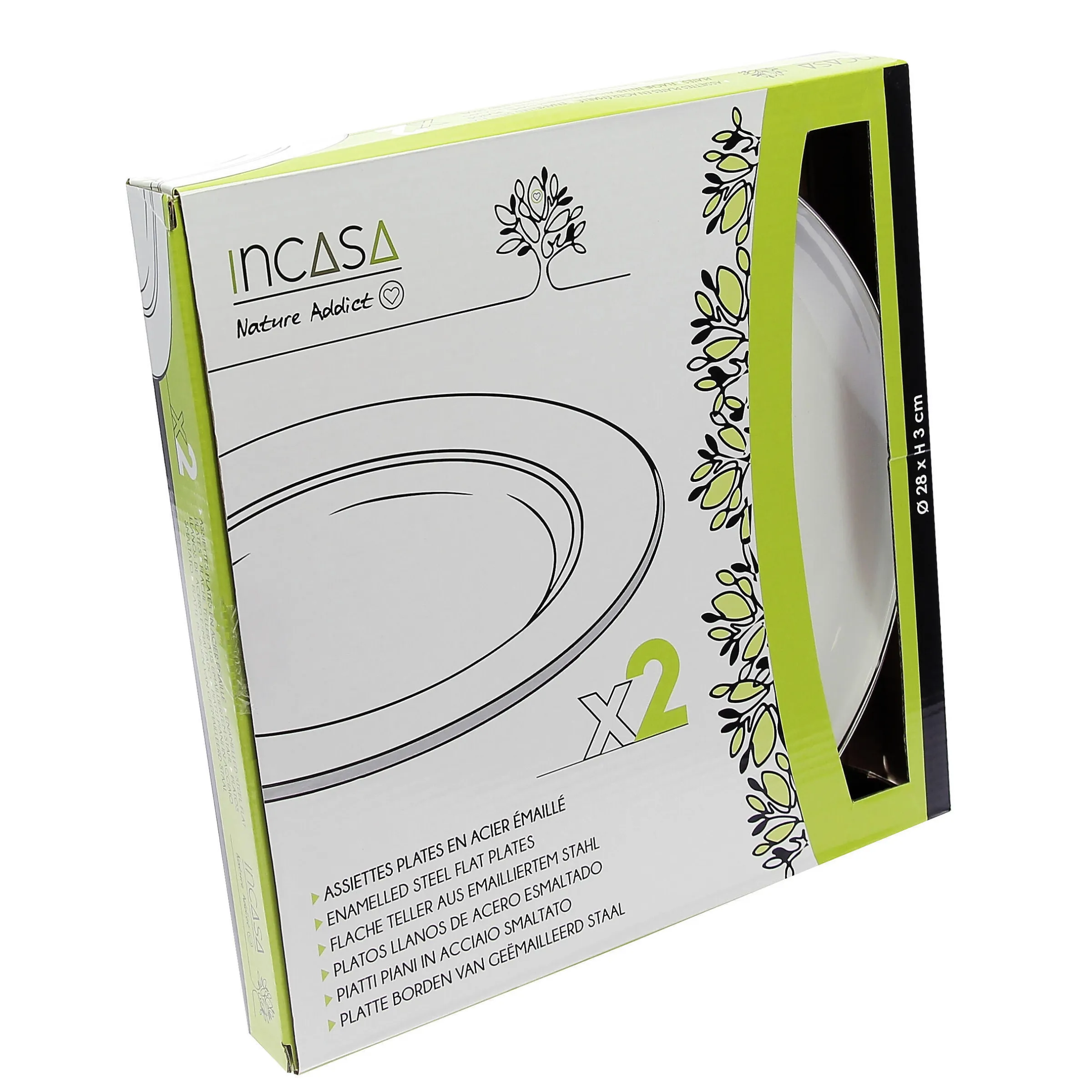 Set de 2 assiettes plates en acier émaillé