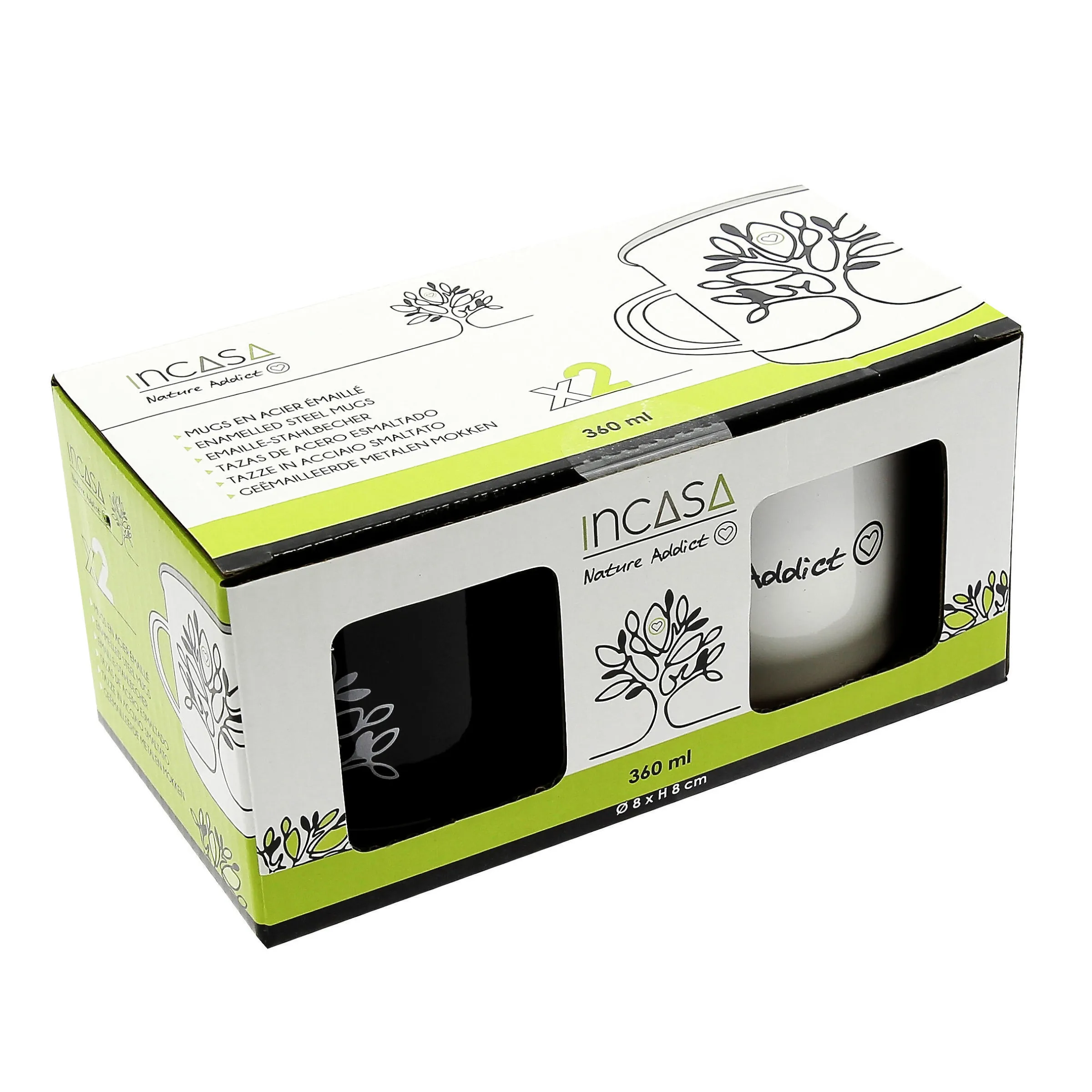Set de 2 mugs en acier émaillé