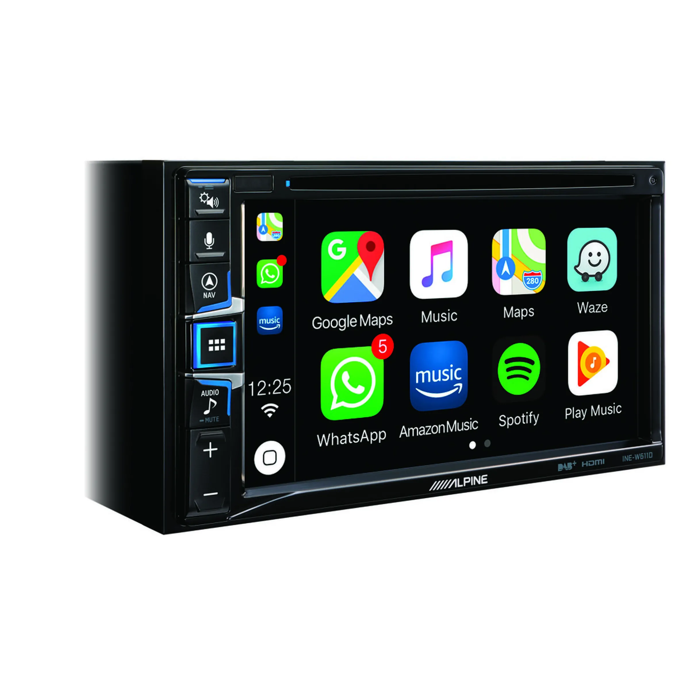 Station multimédia connectée 2DIN INE-W611DC avec GPS intégré