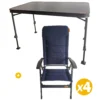 Table Amica 4 personnes + 4 Fauteuils Ultimo Bleu Nuit