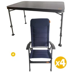 Table Amica 4 personnes + 4 Fauteuils Ultimo Bleu Nuit