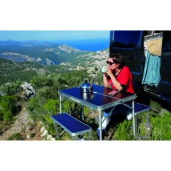 Table de camping avec bancs pour 4 personnes