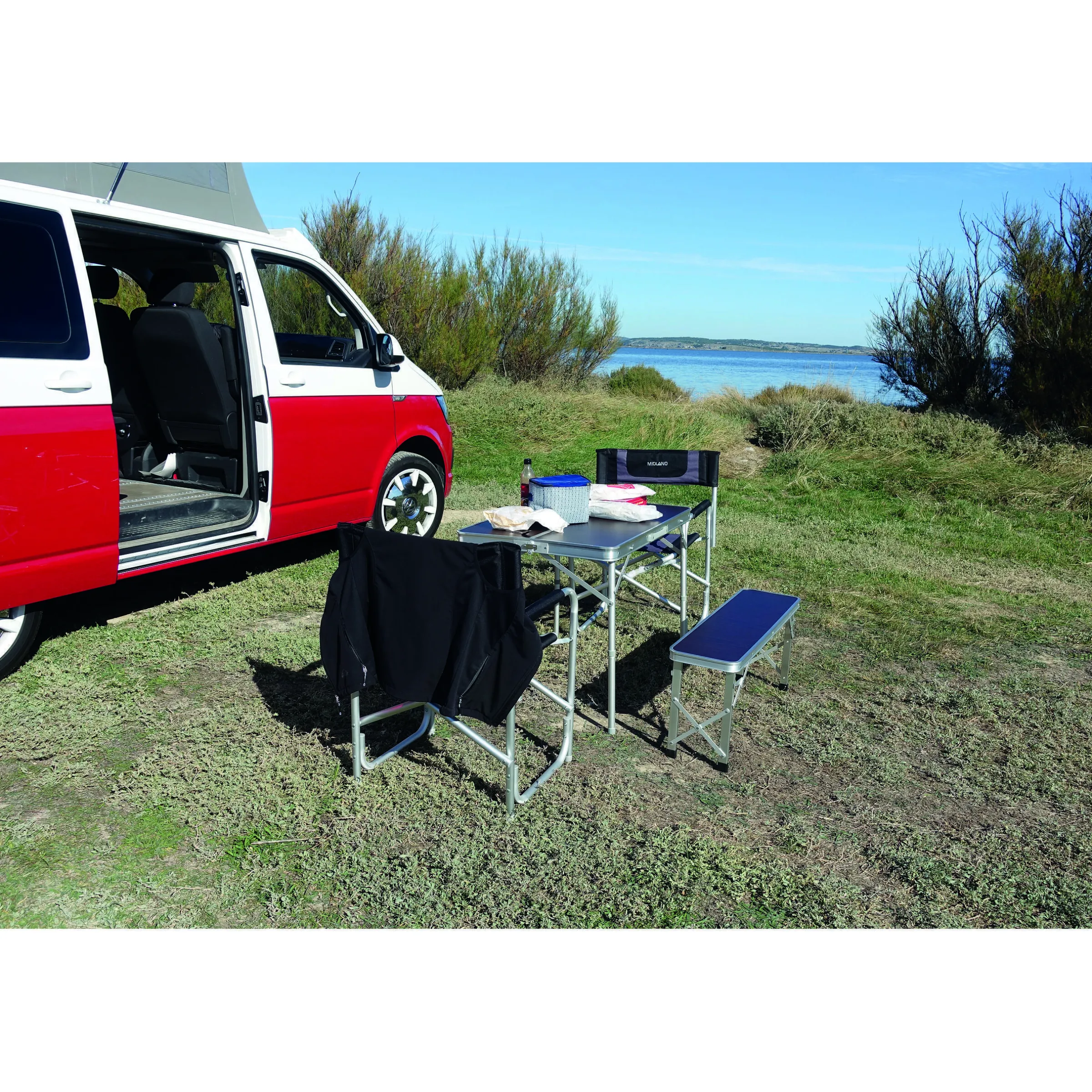Table de camping avec bancs pour 4 personnes