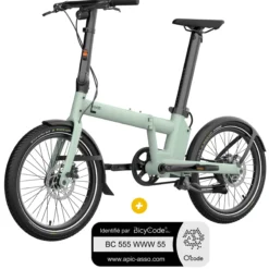 Vélo à assistance électrique pliant 20'' Afternoon Pro Vert Fumé Satin + Marquage Bicycode