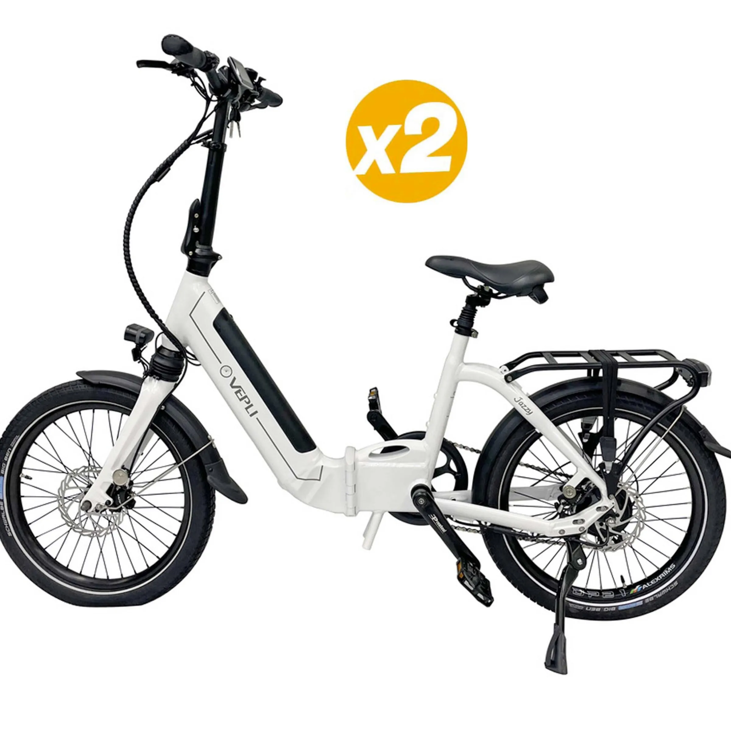 2 Vélos à assistance électrique pliant Jazzy Blanc 14Ah